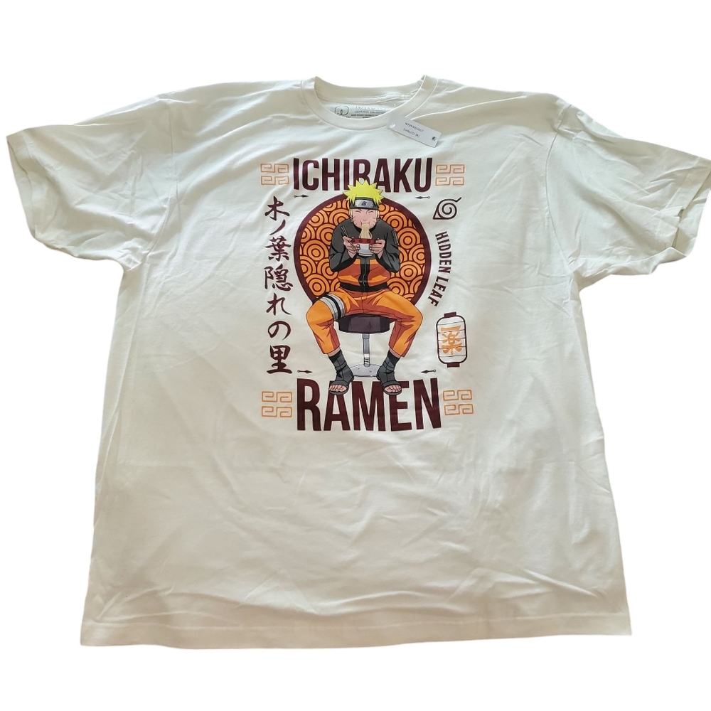 NWT Ichiraku Ramen Naruto Men's Graphic T-shirt L & 2XL Off White - Picture 2 of 10